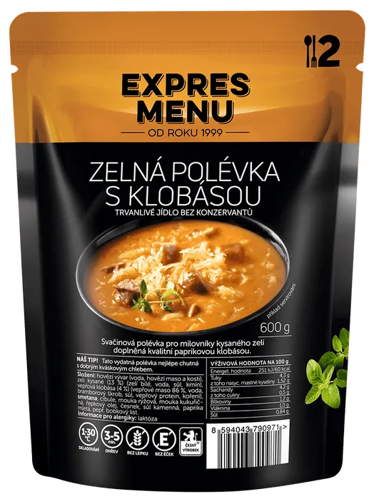 Expres Menu Zelná polévka s klobásou 600 g (2 porce)